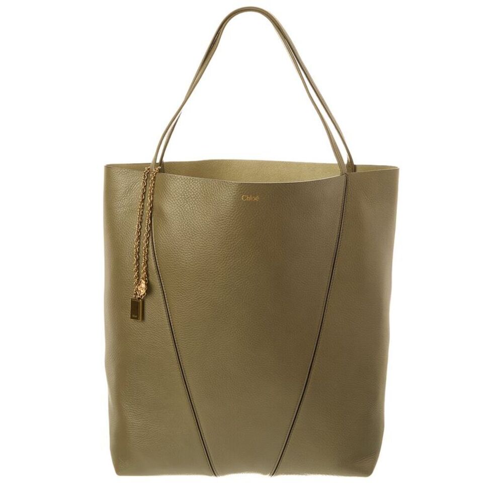 Chloé Leather Large Tote, Green